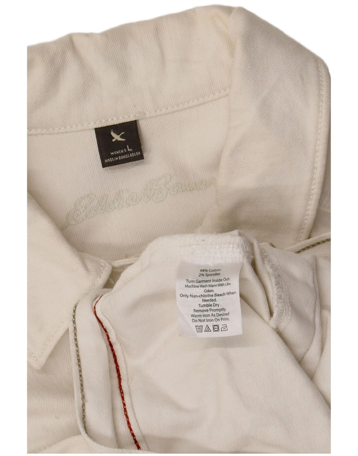 Eddie Bauer Womens Denim Jacket UK 14 Large White Cotton