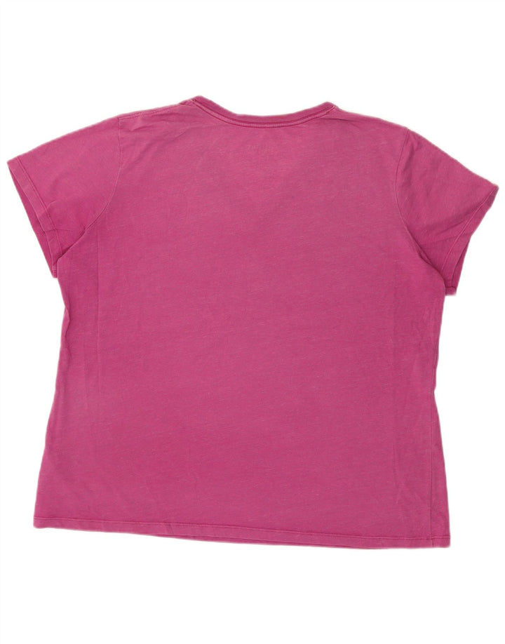NIKE Womens Dri Fit Slim Fit T-Shirt Top UK 20 2XL Pink Cotton