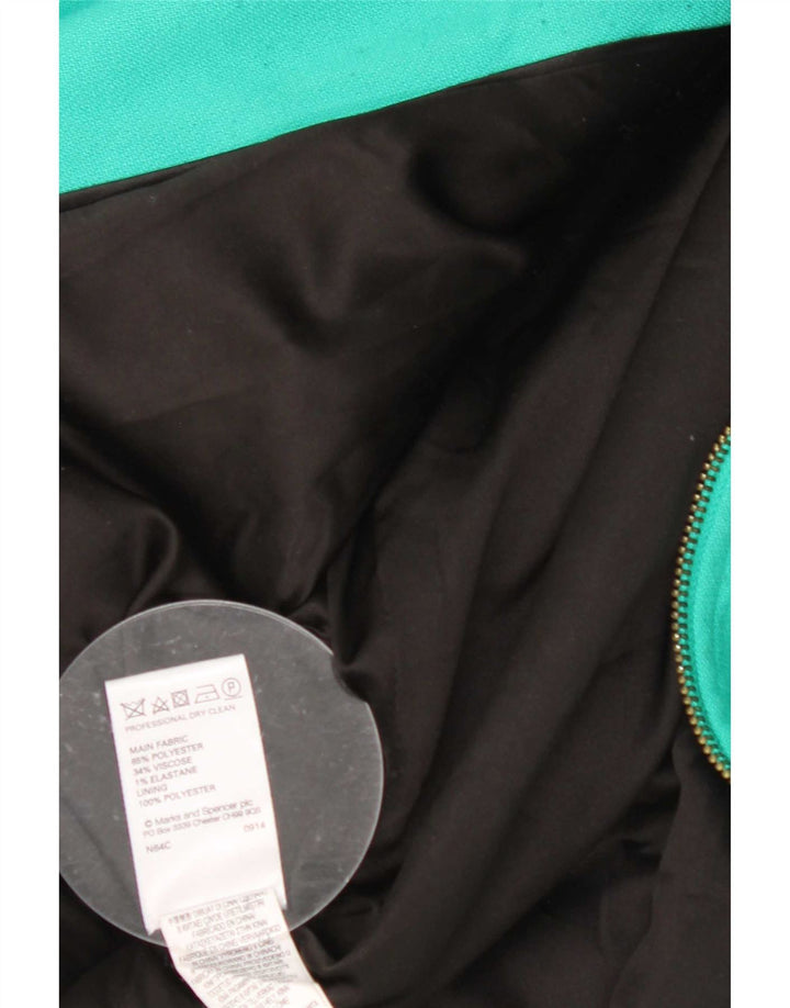 Marks & Spencer Womens Full Zip Overcoat UK 12 Medium Green Polyester