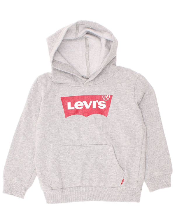 Levi's Boys Graphic Hoodie Jumper 2-3 Years Grey Flecked Cotton