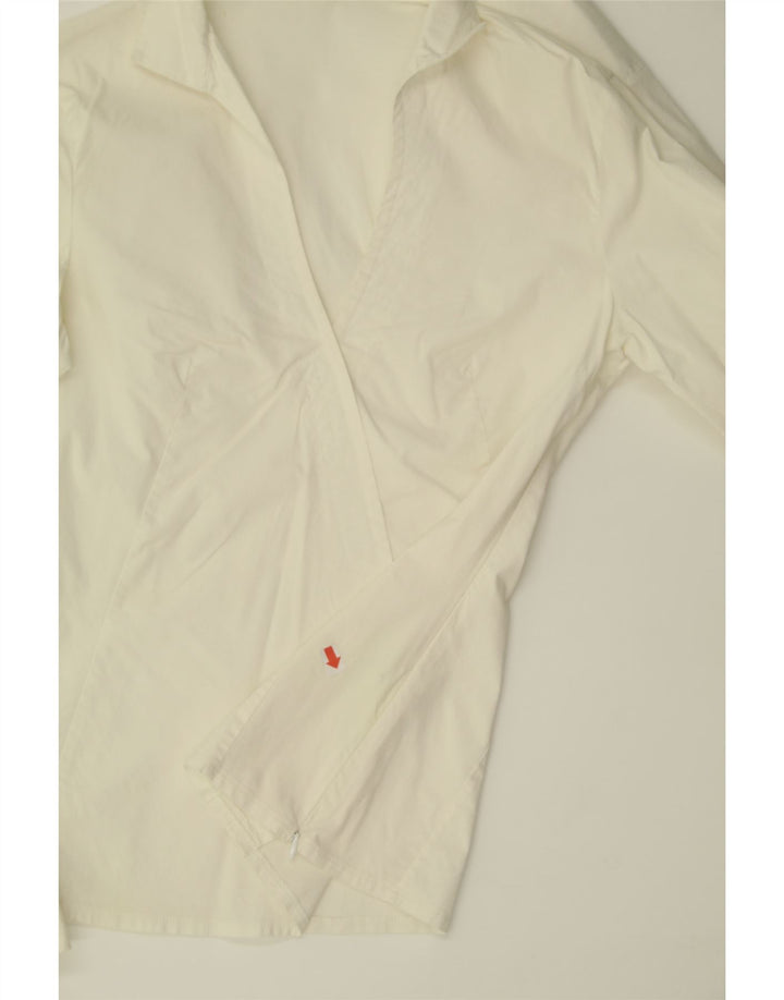 BENETTON Womens Shirt Blouse UK 12 Medium White Cotton