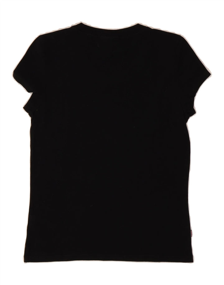 BLAUER Womens Graphic T-Shirt Top UK 12 Medium Black Cotton Vintage Blauer and Second-Hand Blauer from Messina Hembry 