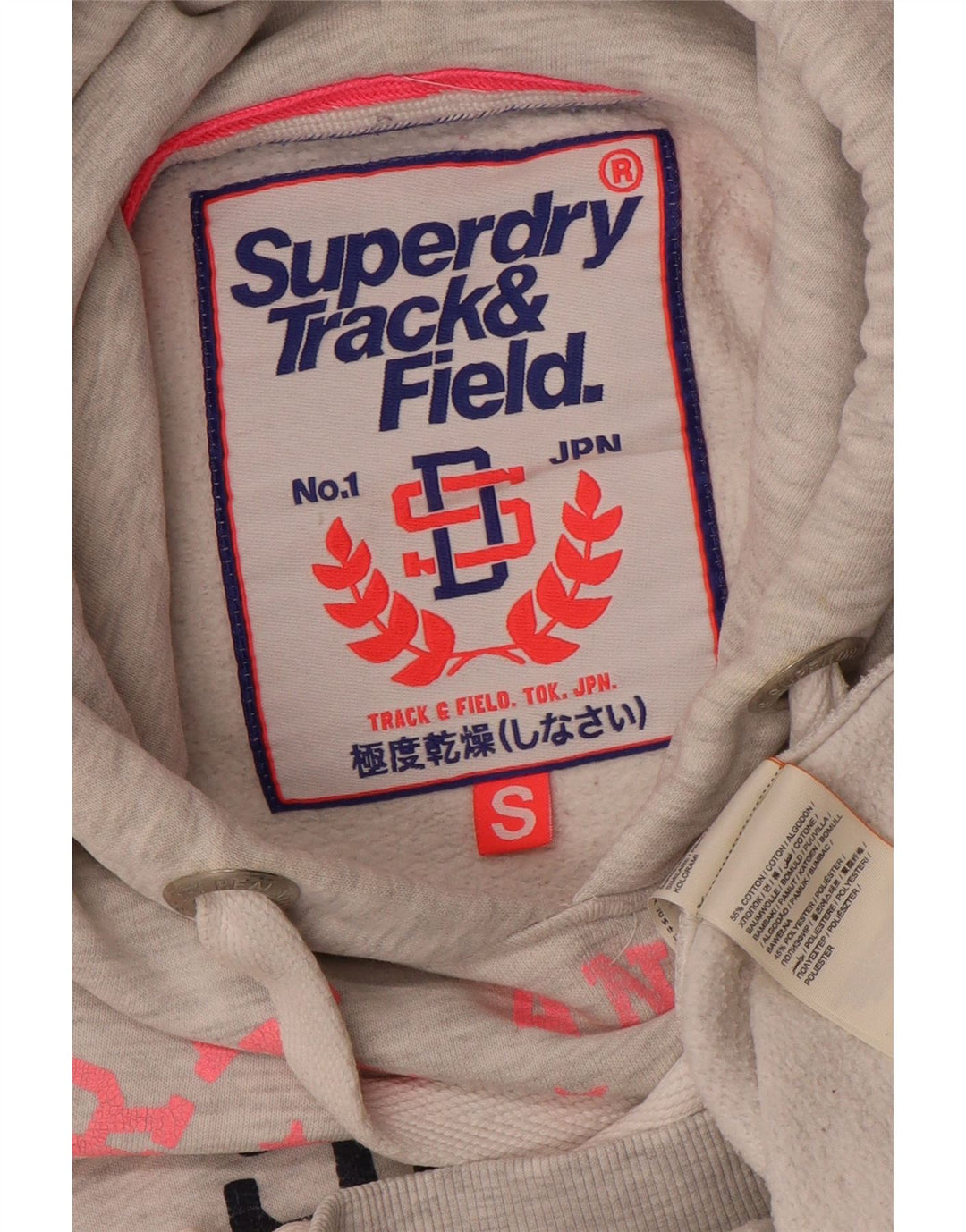 SUPERDRY Womens Graphic Hoodie Jumper UK 10 Small Grey Cotton