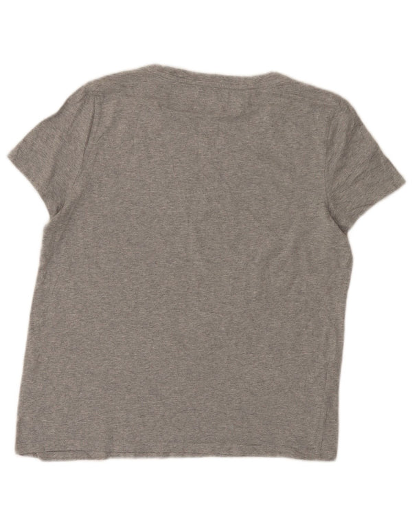 Tommy Hilfiger Womens Graphic T-Shirt Top UK 14 Medium Grey Flecked Cotton