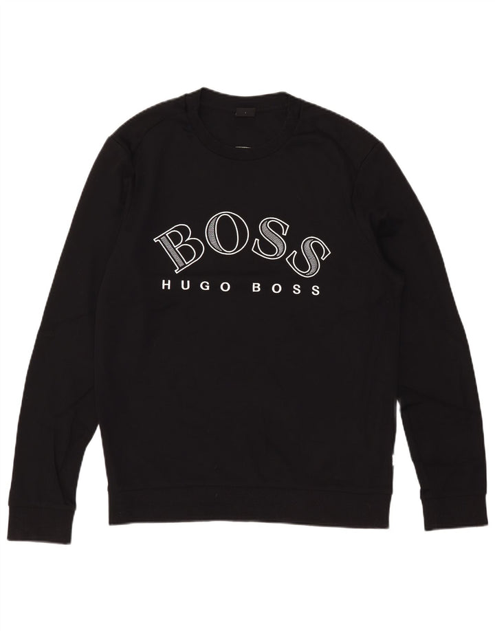 Hugo Boss Mens Graphic Sweatshirt Jumper Large Black Cotton