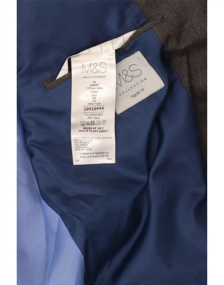MARKS & SPENCER Mens 2 Button Regular Fit Blazer Jacket UK 46 XL Grey