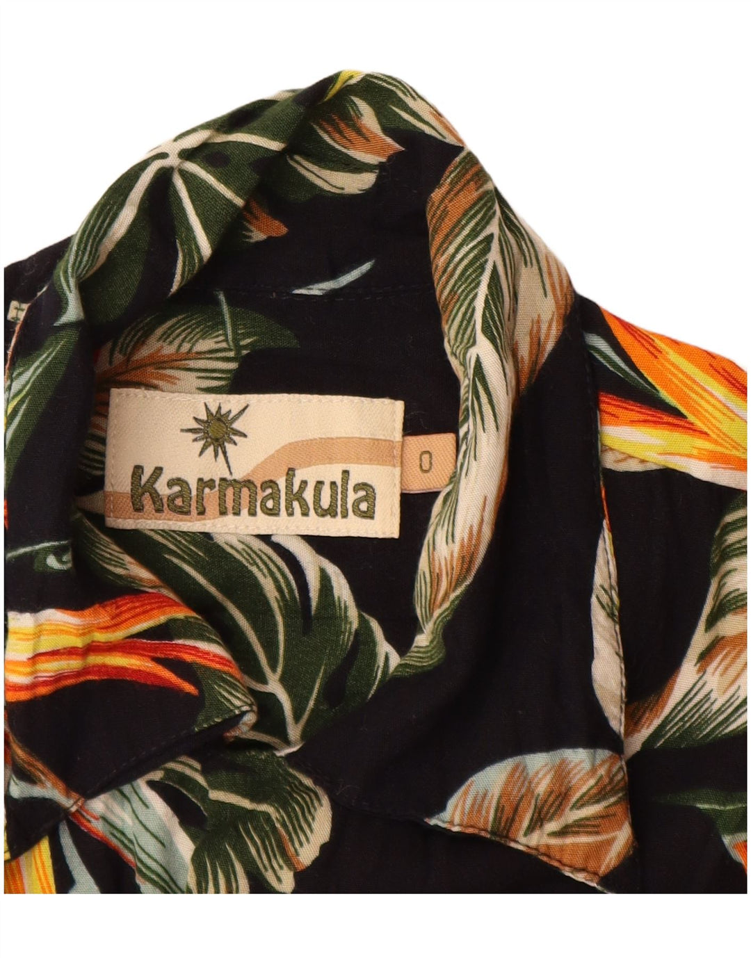 KARMAKULA Mens Short Sleeve Shirt Medium Black Floral Viscose
