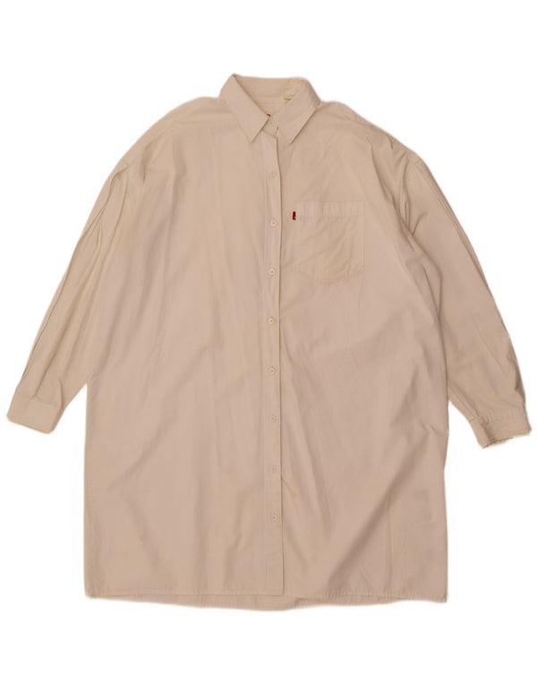 Levi's Womens Long Sleeve Oversized Shirt Dress UK 14 Medium White Cotton