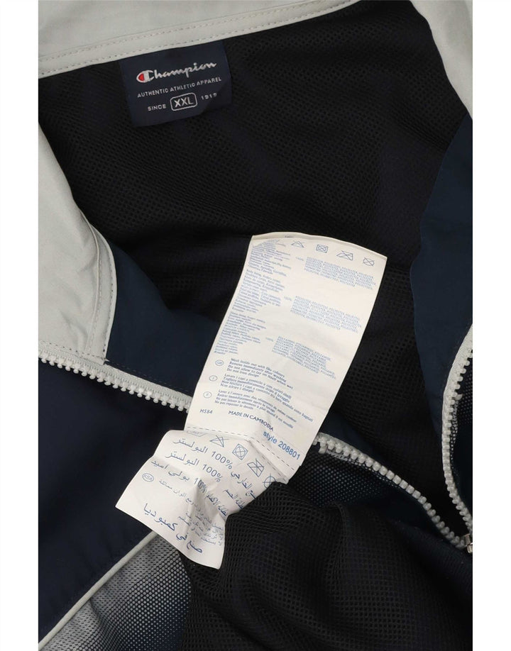 Champion Mens Tracksuit Top Jacket 2XL Navy Blue Colourblock Polyester
