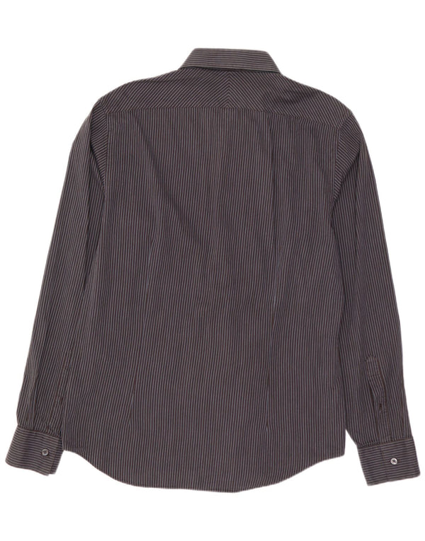 CALVIN KLEIN Mens Slim Fit Shirt Size 41 16 Large Grey Striped Cotton