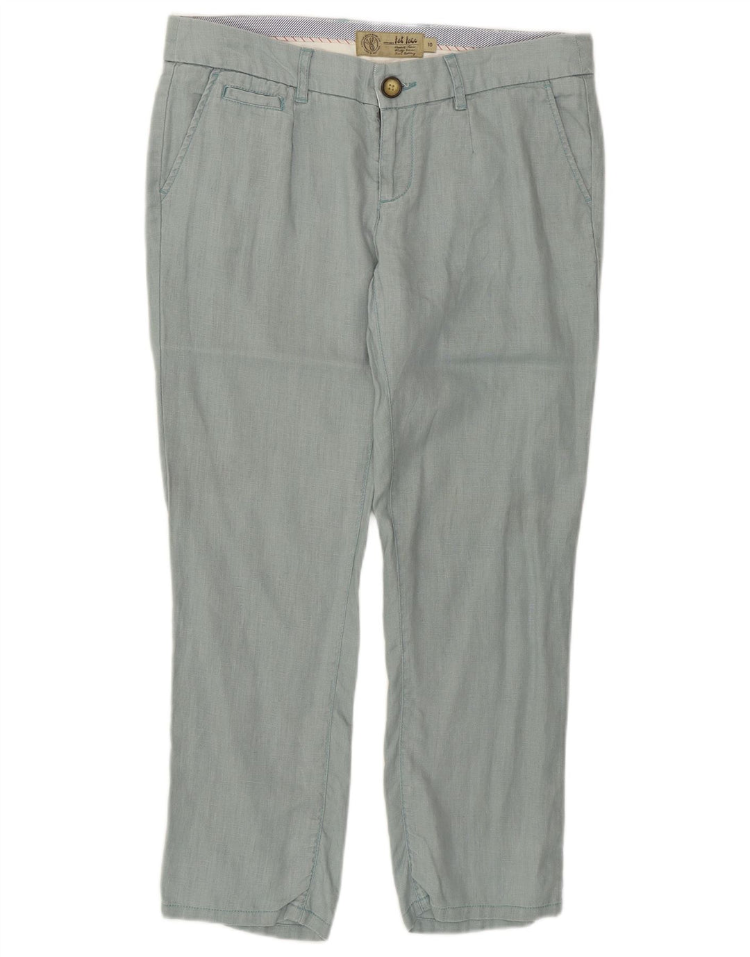 FAT FACE Womens Straight Casual Trousers UK 10 Small W32 L25 Green Linen