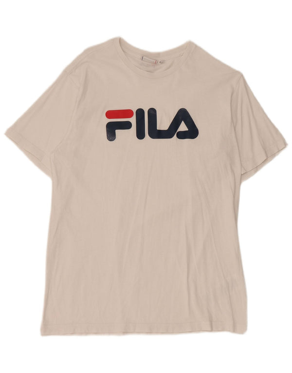 Fila Mens Graphic T-Shirt Top Small White Cotton