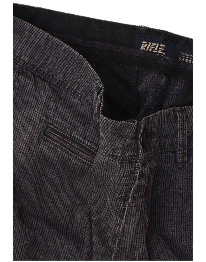 Rifle Mens Slim Chino Trousers W32 L33 Navy Blue Check