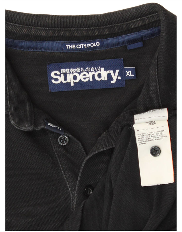 SUPERDRY Mens Polo Shirt XL Black Cotton
