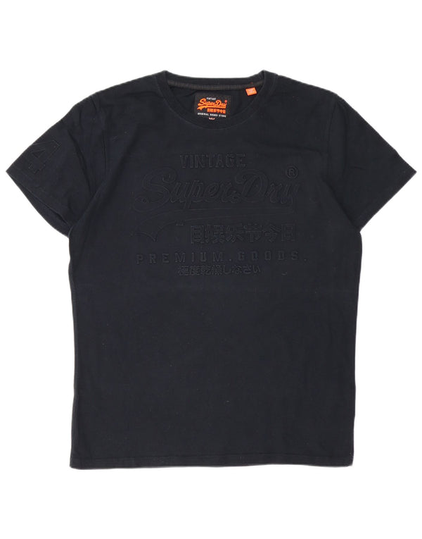 SUPERDRY Mens Graphic T-Shirt Top XL Black Cotton