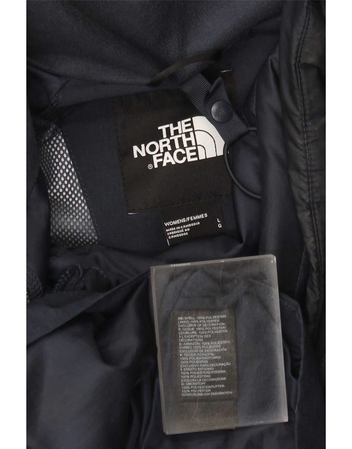The North Face Womens Hooded Rain Jacket UK 16 Large Navy Blue Polyester