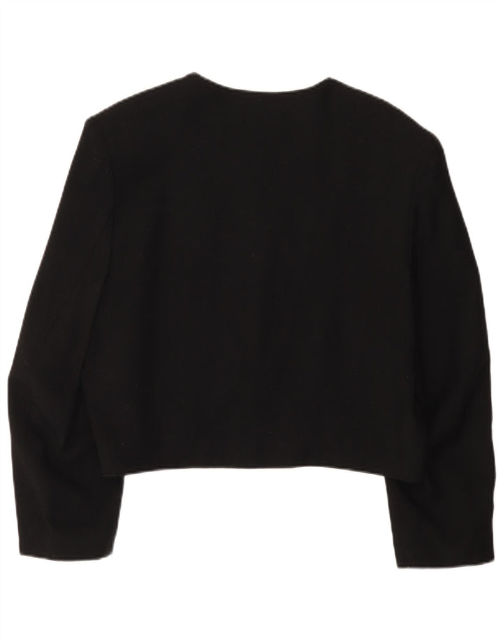 Cinnamon Womens Crop 4 Button 3/4 Sleeve Blazer Jacket EU 38 Medium Black