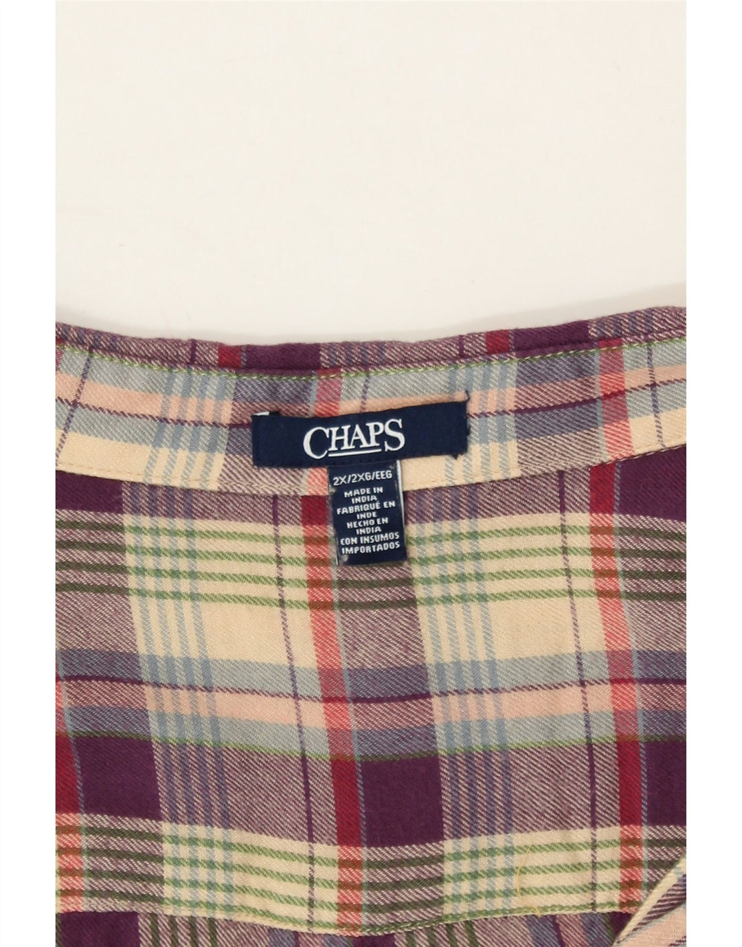 CHAPS Womens Oversized Pullover Flannel Shirt UK 20 2XL Beige Plaid Vintage Chaps and Second-Hand Chaps from Messina Hembry 