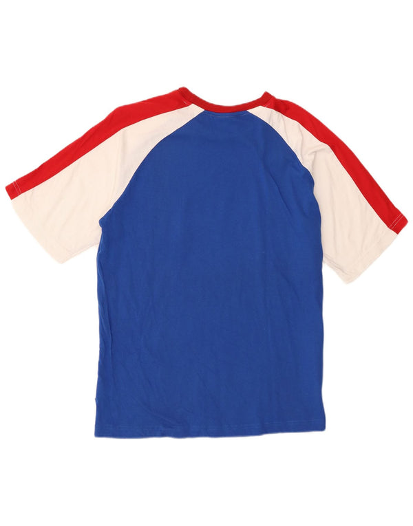 Asics Mens Graphic T-Shirt Top Medium Blue Colourblock Cotton