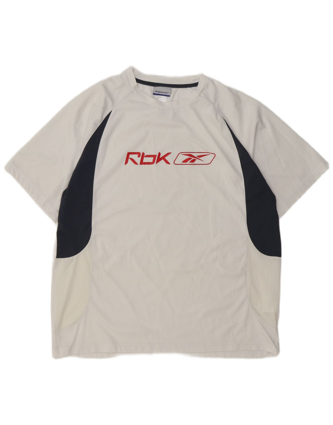 REEBOK Mens Graphic T-Shirt Top XL White Colourblock