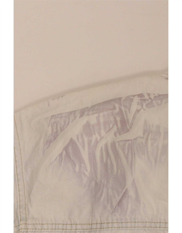 Kenny S Womens Crop Oversized Denim Jacket UK 10 Small White Cotton