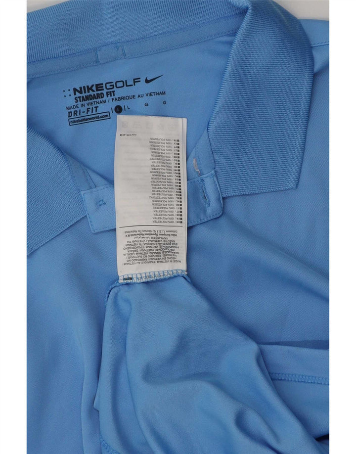 Nike Mens Dri Fit Standard Polo Shirt Large Blue Polyester