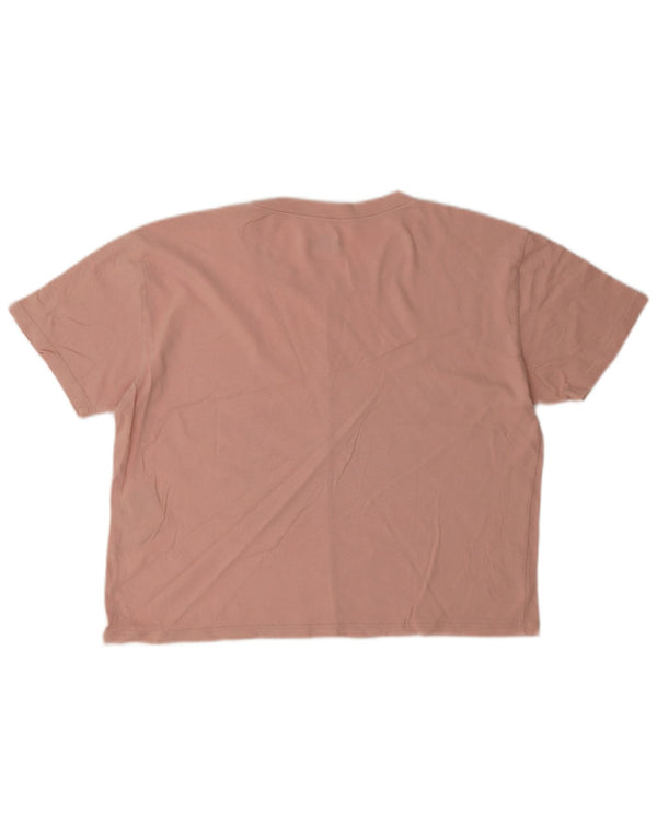 Hollister Womens Crop Graphic T-Shirt Top UK 10 Small Pink Colourblock