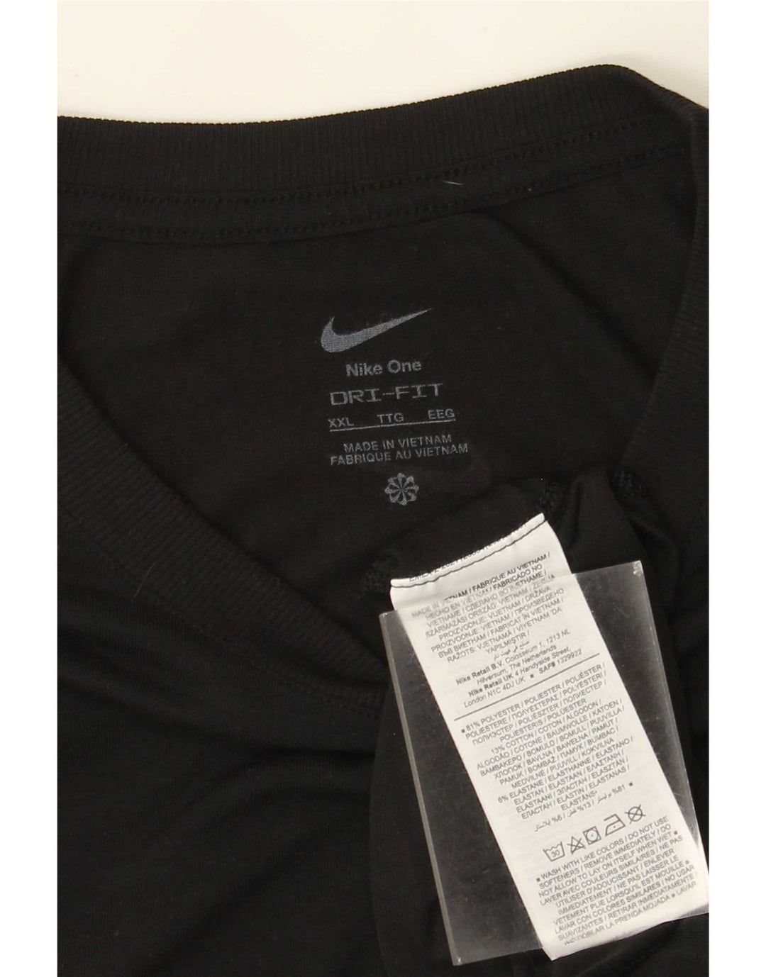 Nike Mens Dri Fit Top Long Sleeve 2XL Black Polyester