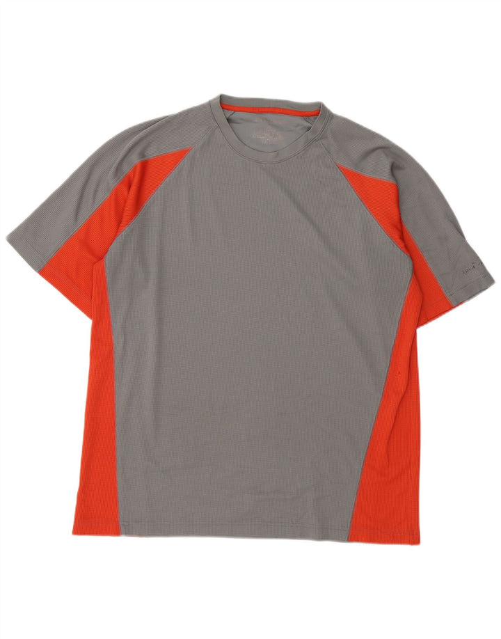 EDDIE BAUER Mens T-Shirt Top Large Grey Colourblock Polyester
