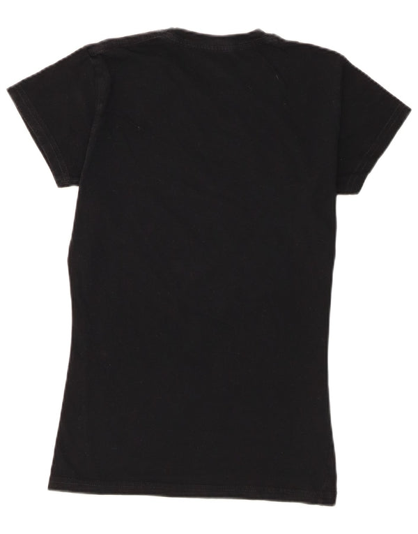 Hard Rock Cafe Womens Rome Graphic T-Shirt Top UK 10 Small Black Cotton