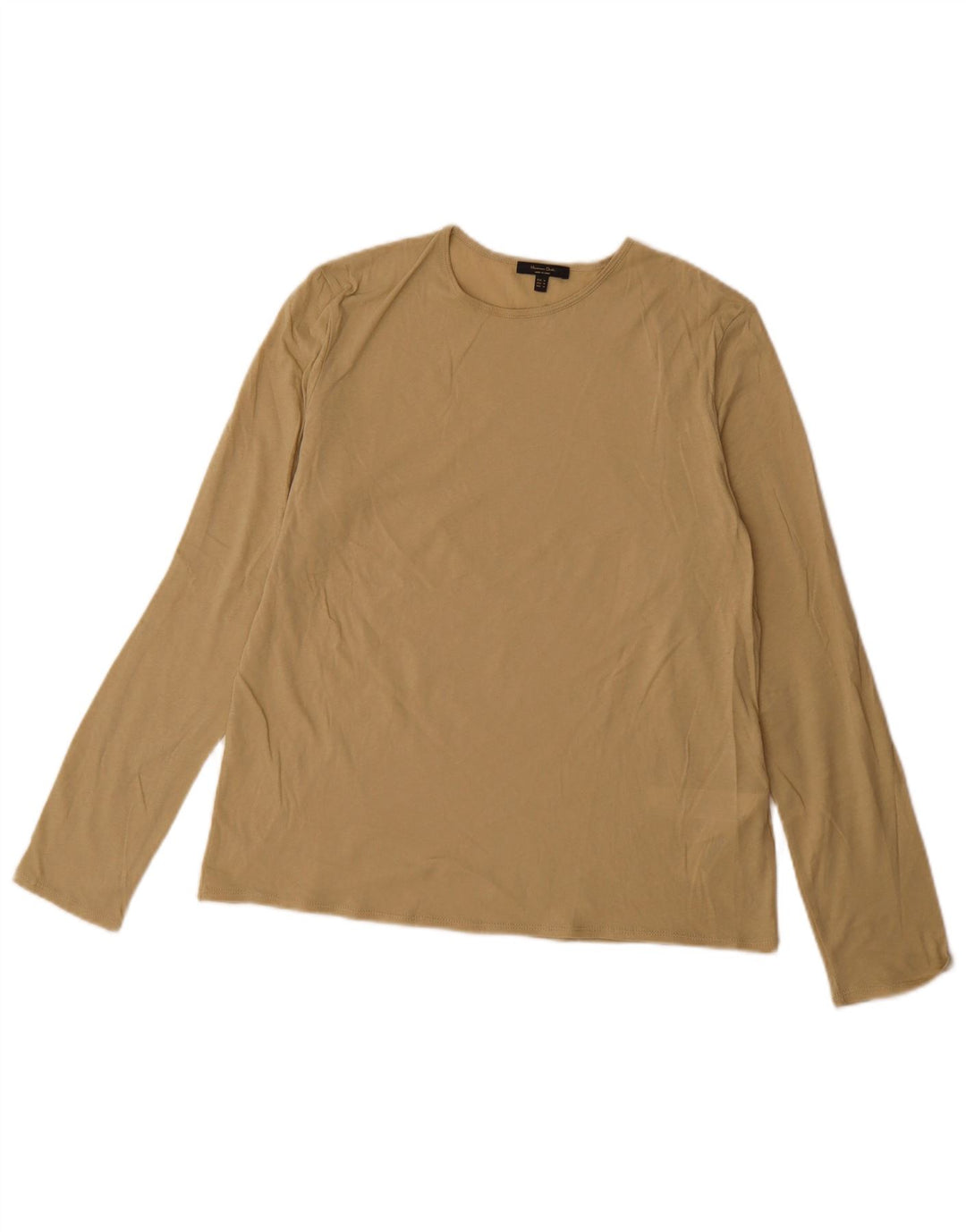 Massimo Dutti Womens Top Long Sleeve UK 14 Medium Beige Cotton