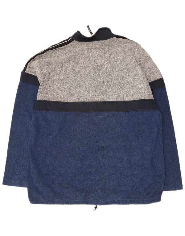 Diadora Mens Zip Neck Sweatshirt Jumper Large Navy Blue Colourblock Cotton