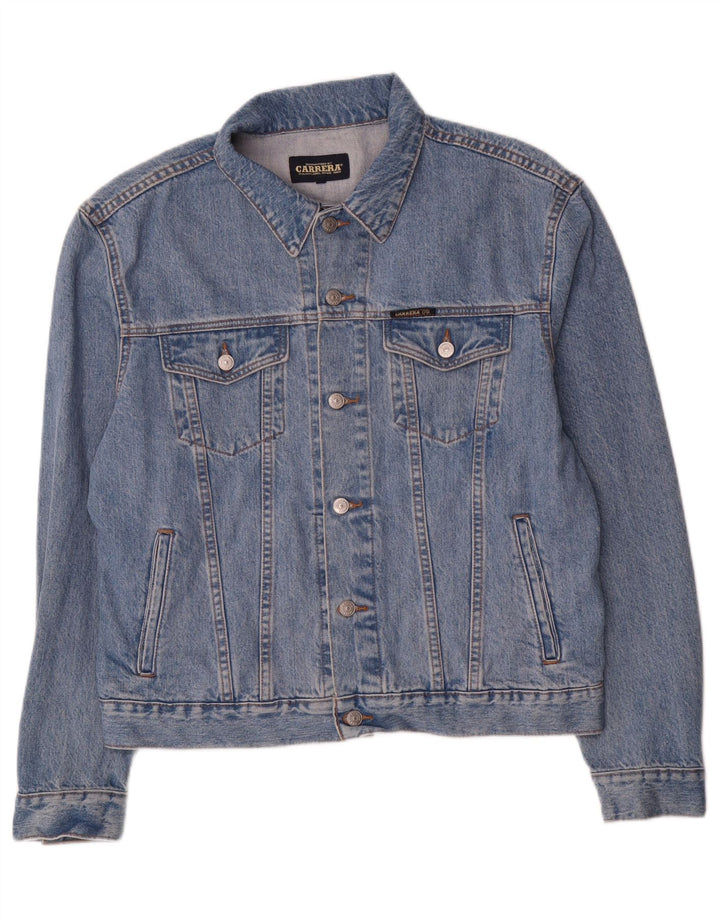CARRERA Mens Denim Jacket UK 40 Large Blue Cotton
