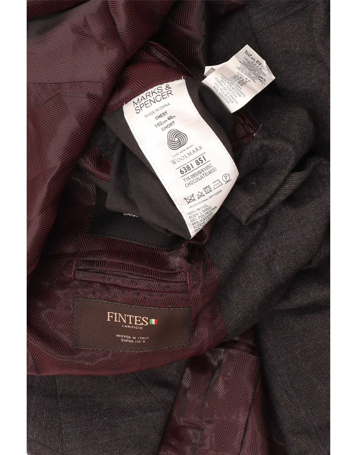 Marks & Spencer Mens 2 Button Blazer Jacket UK 40 Medium Grey Wool