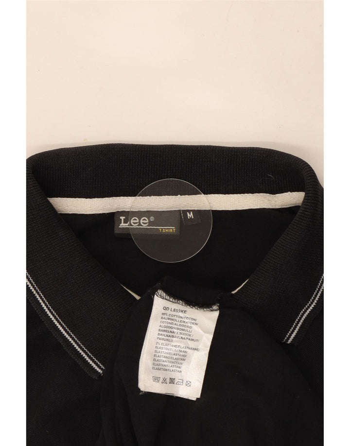 Lee Mens Long Sleeve Polo Shirt Medium Black Cotton