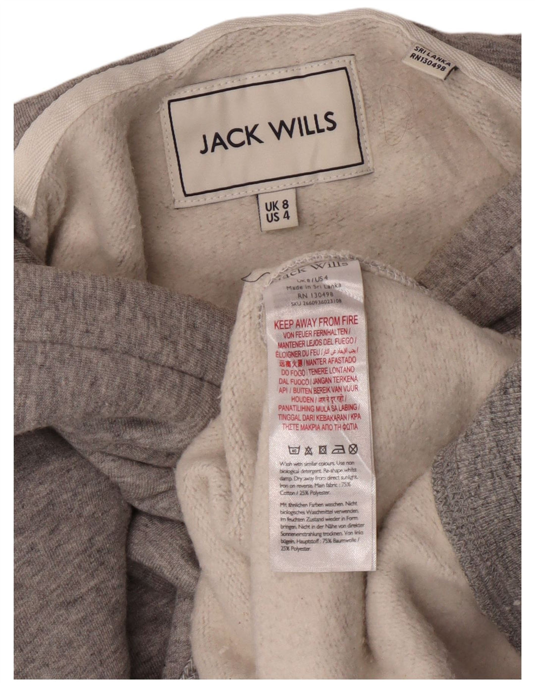 Jack Wills Womens Hoodie Jumper UK 8 Small Grey Cotton