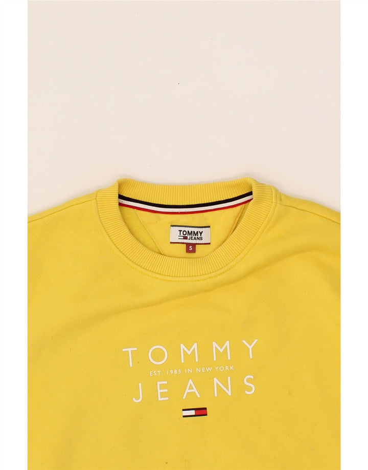 TOMMY HILFIGER Womens Oversized Sweatshirt Jumper UK 10 Small Yellow Vintage Tommy Hilfiger and Second-Hand Tommy Hilfiger from Messina Hembry 