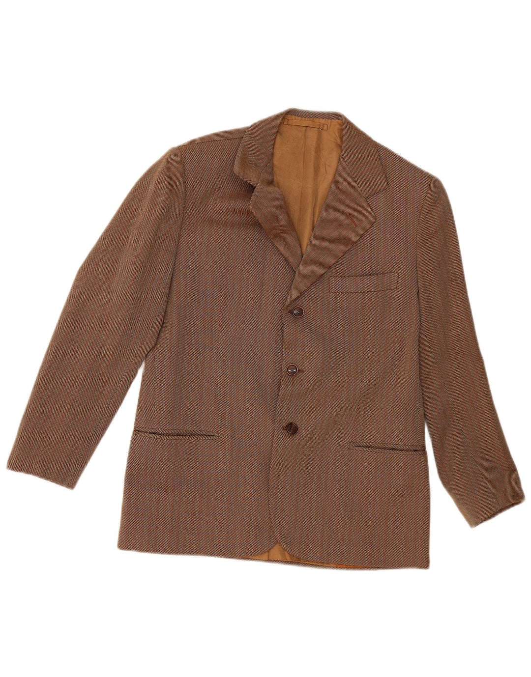 Vintage Mens 3 Button Blazer Jacket UK 36 Small Brown Striped Classic