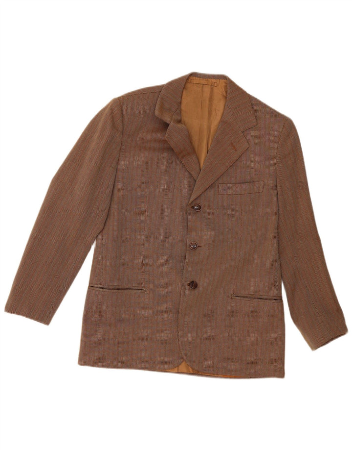 Vintage Mens 3 Button Blazer Jacket UK 36 Small Brown Striped Classic