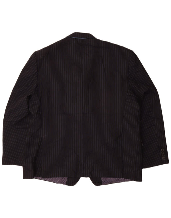 Marks & Spencer Mens 2 Button Blazer Jacket UK 48 4XL Navy Blue Pinstripe