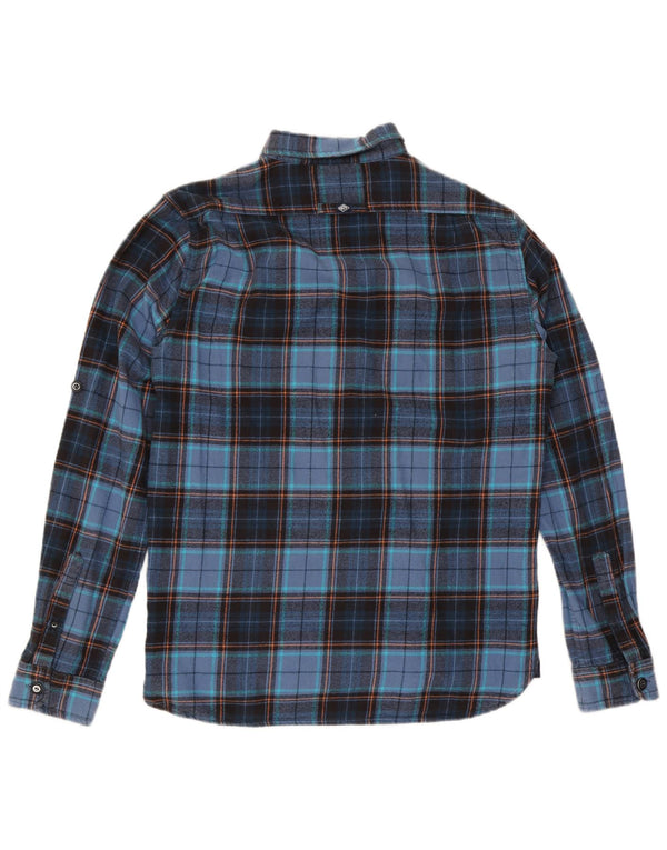 Superdry Mens Flannel Shirt XL Navy Blue Check Cotton