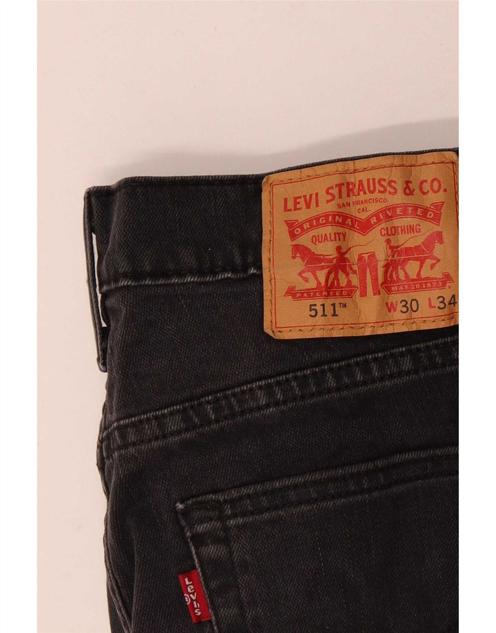 Levi's Mens 511 Slim Jeans W30 L30 Black Cotton