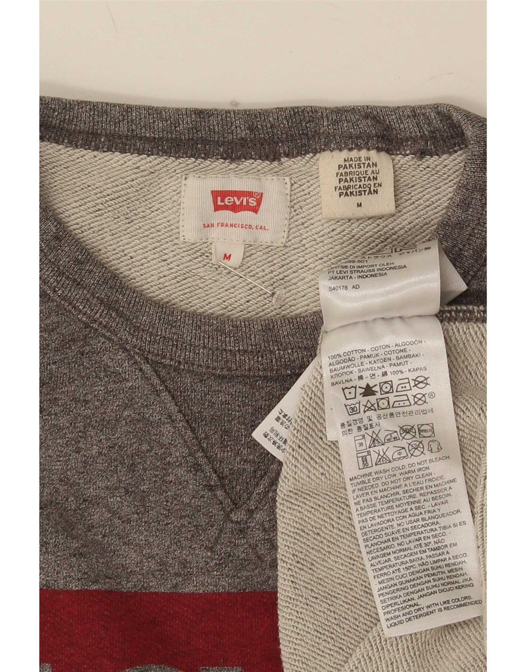 Levi's Womens Graphic Sweatshirt Jumper Medium Grey Flecked Classic