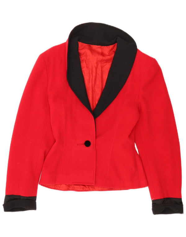 Vintage Womens 1 Button Blazer Jacket UK 12 Medium Red Colourblock