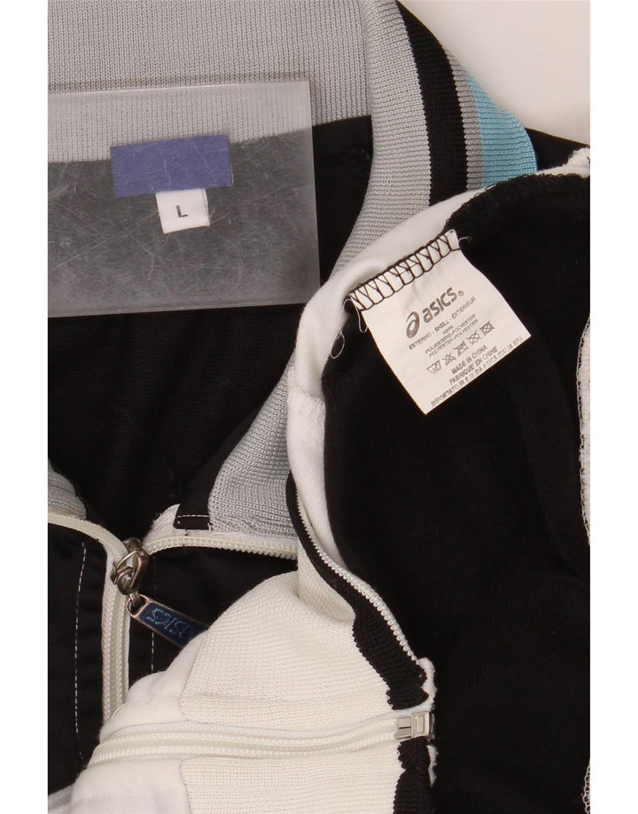 ASICS Mens Tracksuit Top Jacket Large White Colourblock Polyester