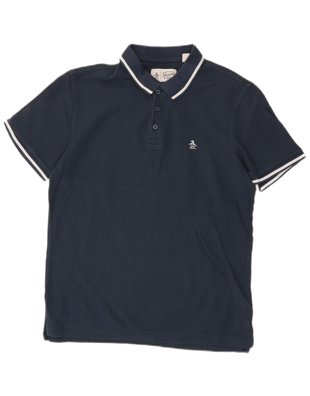 Penguin Mens Polo Shirt Medium Navy Blue Cotton