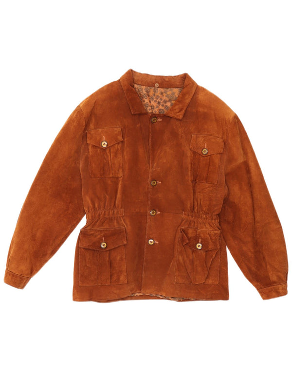 Vintage Mens Suede Jacket UK 36 Small Brown