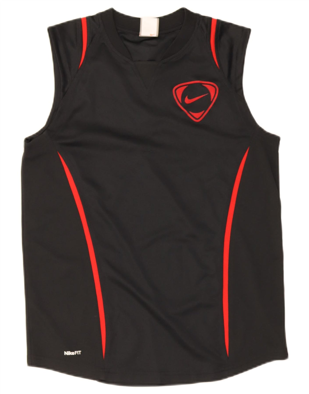 Nike Mens Vest Top UK 36/38 Small Black Striped Polyester