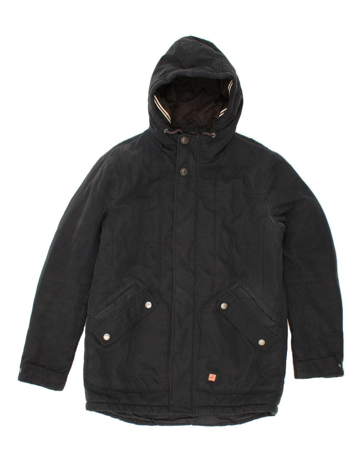JACK & JONES Mens Hooded Windbreaker Jacket UK 38 Medium Navy Blue Vintage Jack & Jones and Second-Hand Jack & Jones from Messina Hembry 