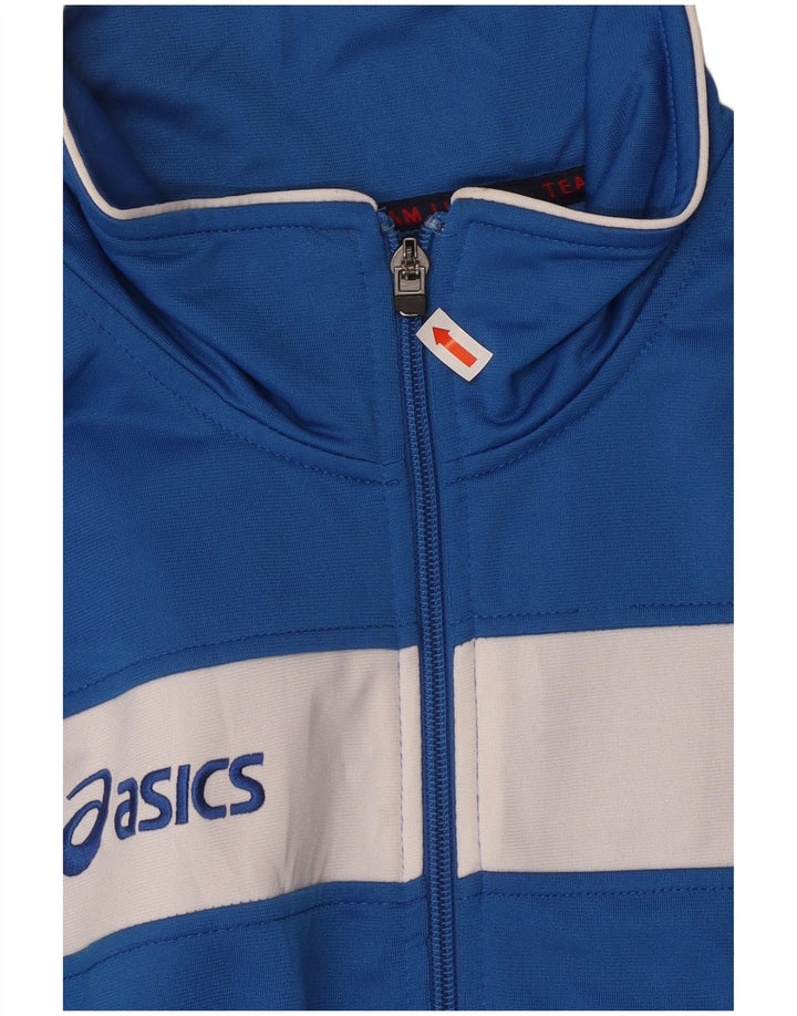 ASICS Mens Graphic Tracksuit Top Jacket Large Blue Colourblock Polyester
